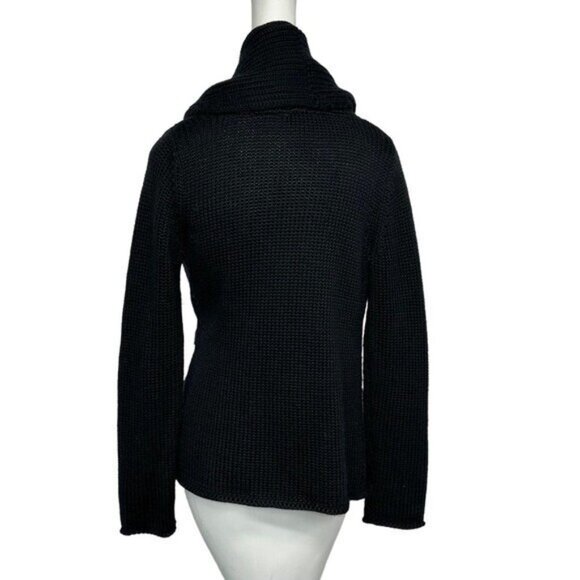 Soft Surroundings S Country Weekend Cardigan Sweater 22136 Black Wool Blend Belt - Picture 4 of 9